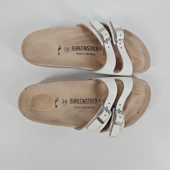 Birkenstock White Leather Double Strap Buckle Sandals 5 - Picture 6 of 8